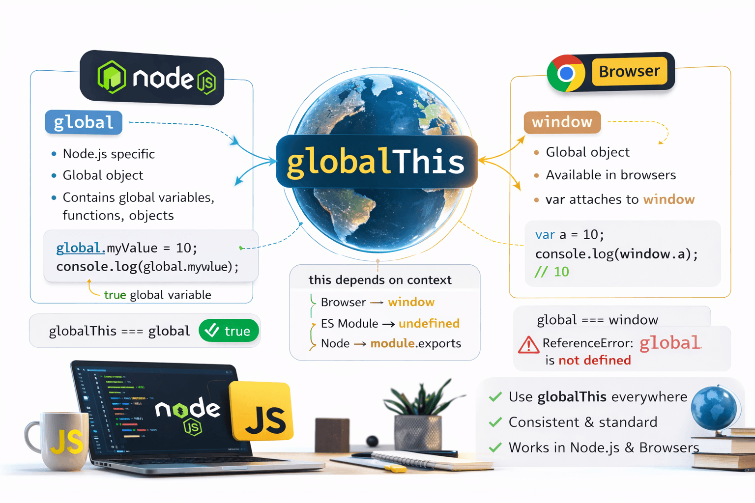 Understanding global vs globalThis in JavaScript and Node.js
